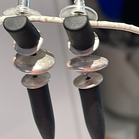 Marla Wynne Black & Silver tone Spike dangle 2” earrings - Picture 5 of 5